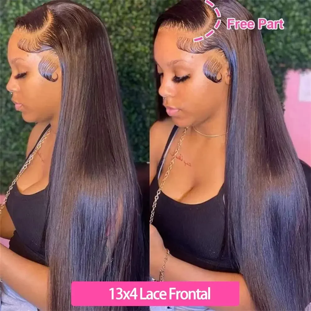 13x4 HD Lace Frontal Closure 14 Inch Straight Human Hair Ear to Ear Pre Plucked 1B Black_voghion.com