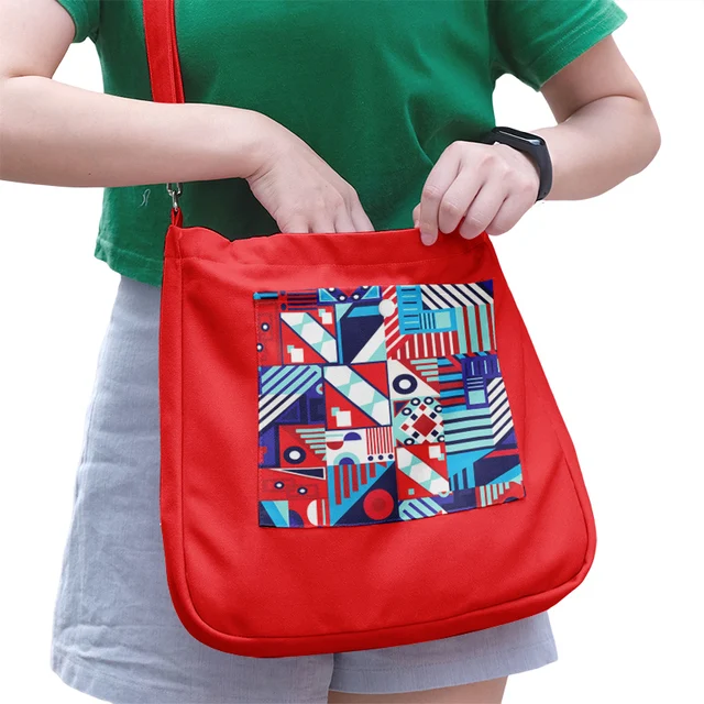 Fashionable Canvas Cotton Crossbody Bag Heavy Duty Canvas Messenger Tote Bag With Custom Logo Printed