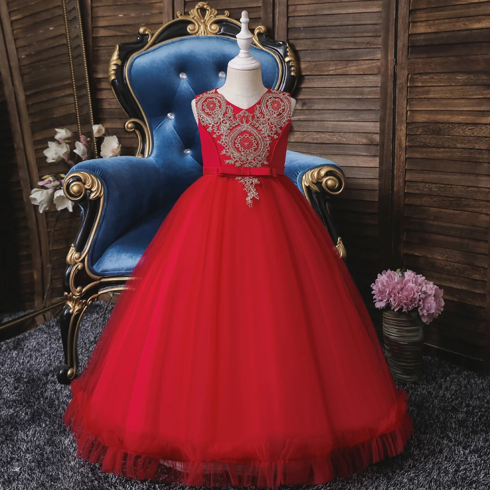 Shop Our Collection of Long Princess Red Flower Kids' Party Dresses