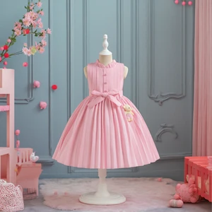 MQATZ Princess Baby Girl Flower Dress Weddings Kids Party Plain Dyed with Appliques for Ages 2 to 6 Years L5582