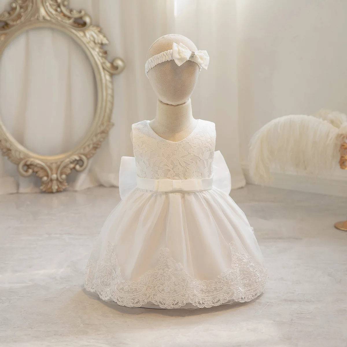 OEM ODM Children Dress Designs Girls Dresses Newborn Baby Clothes Infant  Baptism Christening Frock 1 Years Old Clothes for Kids