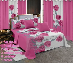 Wholesale Bed Sheet king Size 13 Pieces Bedding Set with Curtains Queen Size Bedsheets Sets