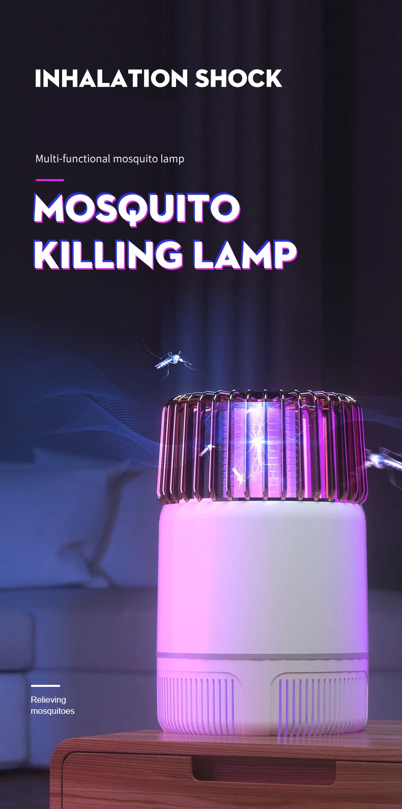 SJZ Effective Led Rechargeable USB Photocalyst Bug Zapper High Voltage Transformer Electric UV Mosquito trap Killer Lamp manufacture