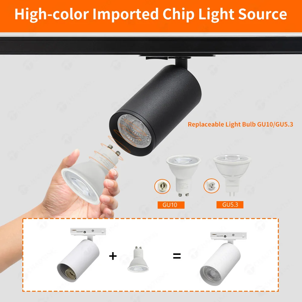 Cheap and Fine Spot Lighting Lamp Housing Commercial Ceiling Rail Linear Fixture System Adjustable Led MR16 Gu10 Track Spotlight