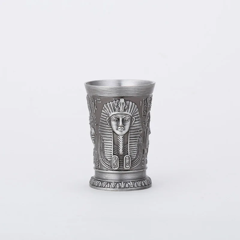thumbnail image 2 of Vintage Egyptian Style Metal Wine Cup – Handcrafted Goblet, Home Bar Decor, Unique Gift (Green Bronze) 2 of 12