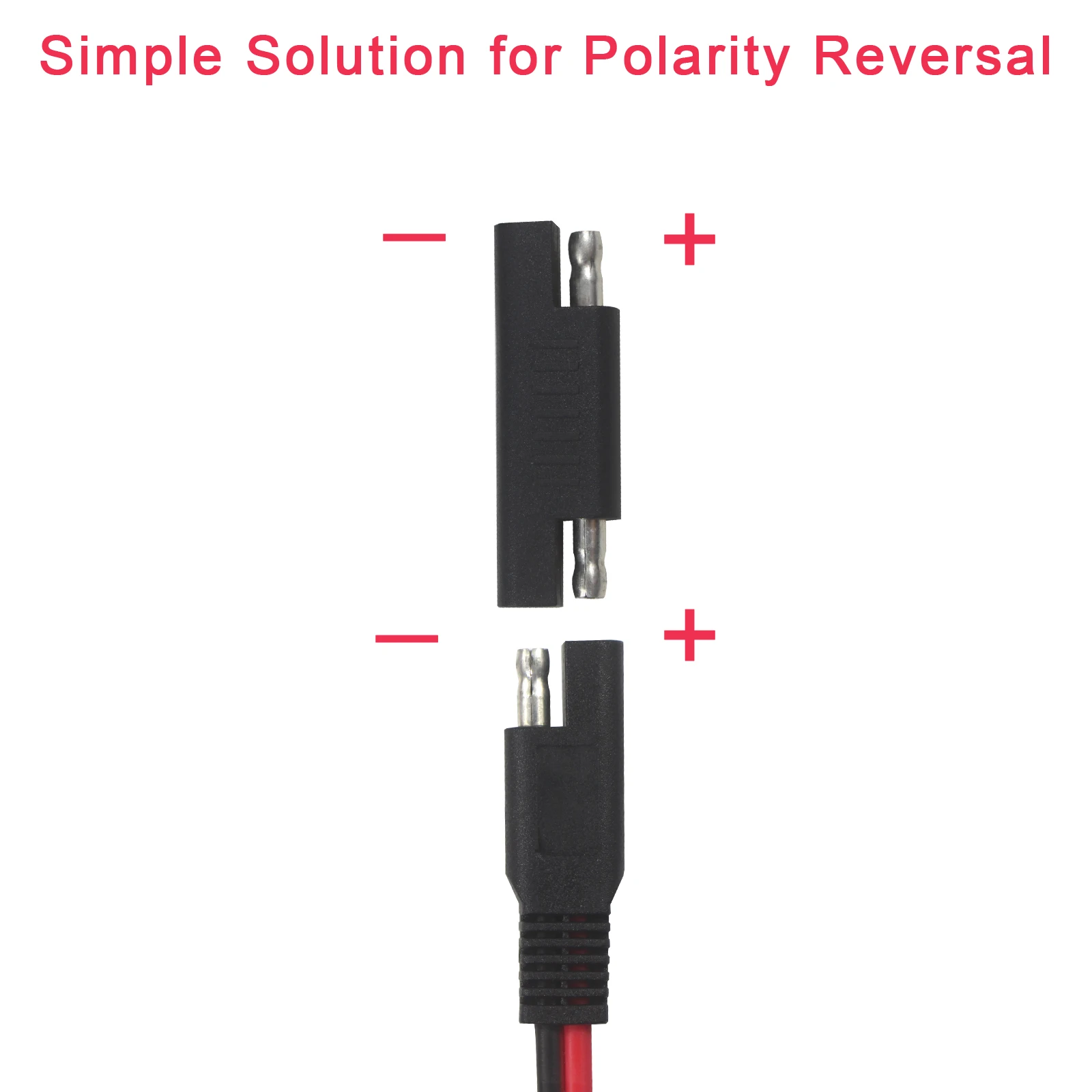 SAE 2-Pin Quick Disconnect Cable - 12V/24V Quick Release Plug with Open Wire for Automotive Marine Solar Motorcycle