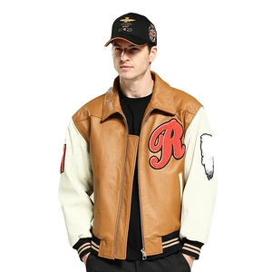 2023 Leather Jacket Men Custom Bomber Plus Size Luxury Real Sheep Leather Jacket