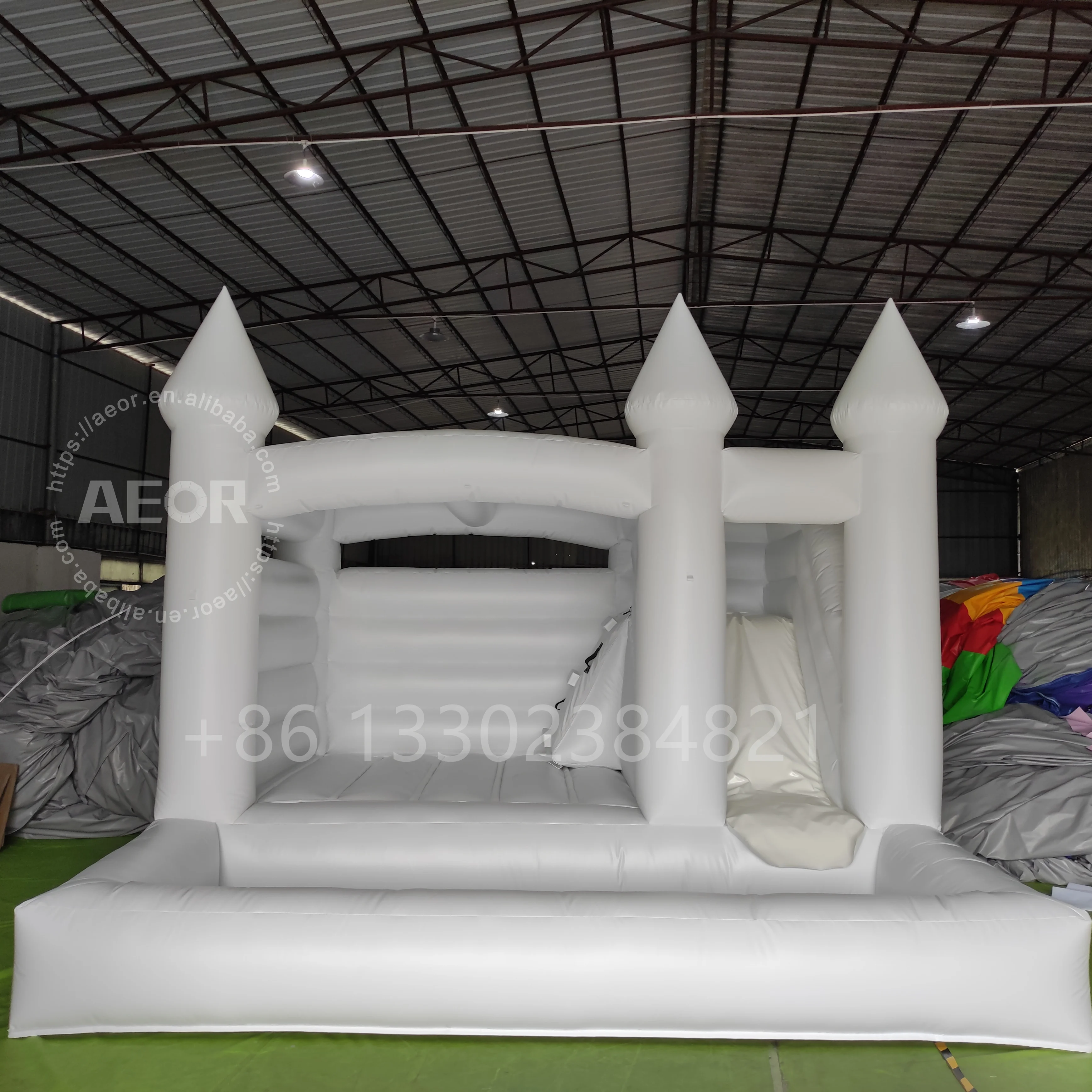 Commercial PVC Ball Pool and Blower White Blow up Jumper Castle Inflatable Bounce House Water Slide