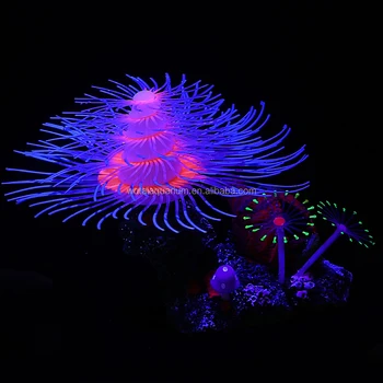 Betta Fish Cave with Silicone Coral Reef _ Fish Tank Decoration Ornament _ Luminous and Dreamy Under LED Light