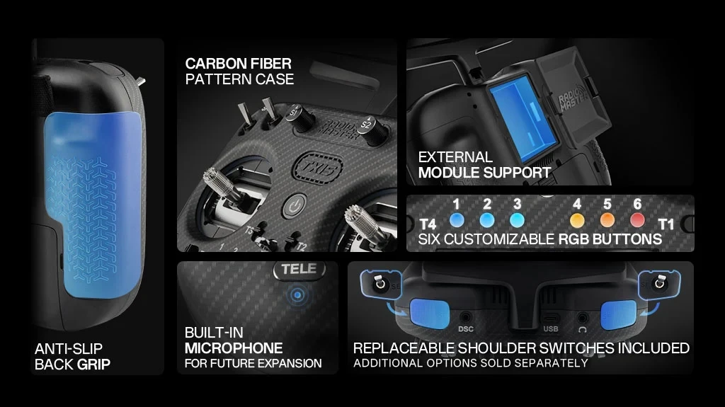 Radiomaster TX15 Max Radio Controller AG02 CNC Hall Sensor Gimbals (ELRS / M2) Controllo a distanza 10