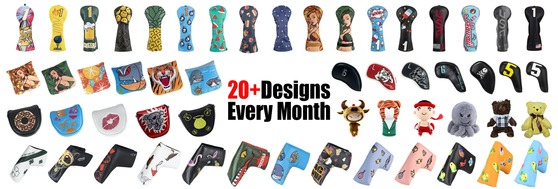 Custom Embroidery Pu Closure Blade Putter Cover Golf Headcover