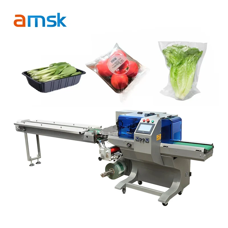 BG-350 Automatic Pillow Flow Packaging Wrapping Tray Fresh Lettuce Cabbage Frozen Fruit and Vegetable Packing Machine