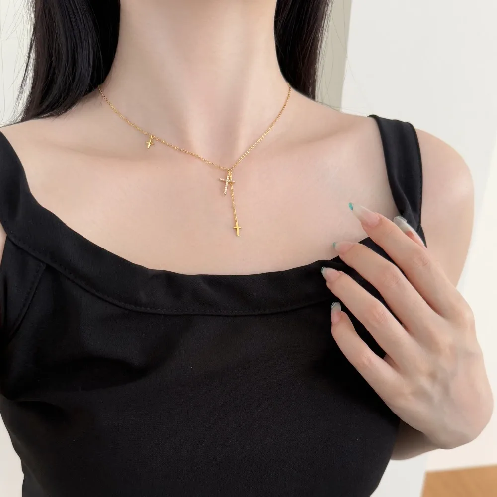 KAKODIY Fashion Boutique Jewelry 925 Sterling Silver Simple Design 5A Zirconia Chain Cross Faith Pendant Necklace for Women detail 6