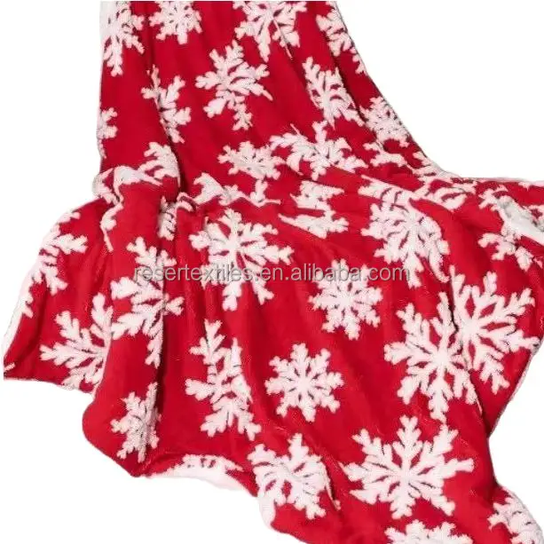 Christmas Snowflake Sherpa Fleece Throw Blanket Knitted Eco-Friendly Fluffy Couch and Bed Sofa Cozy Plush for Winter