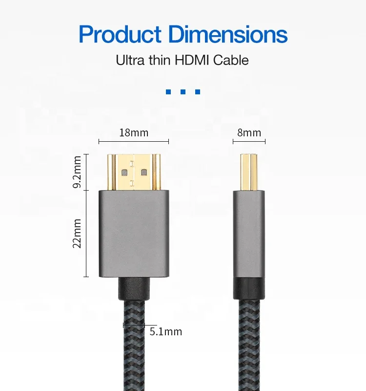 
 Высокоскоростной тонкий плетеный HDMI-кабель ult-unite, 18 гбит/с, 4K, 60 гц, 1,2 м, 2 м, 3 м  