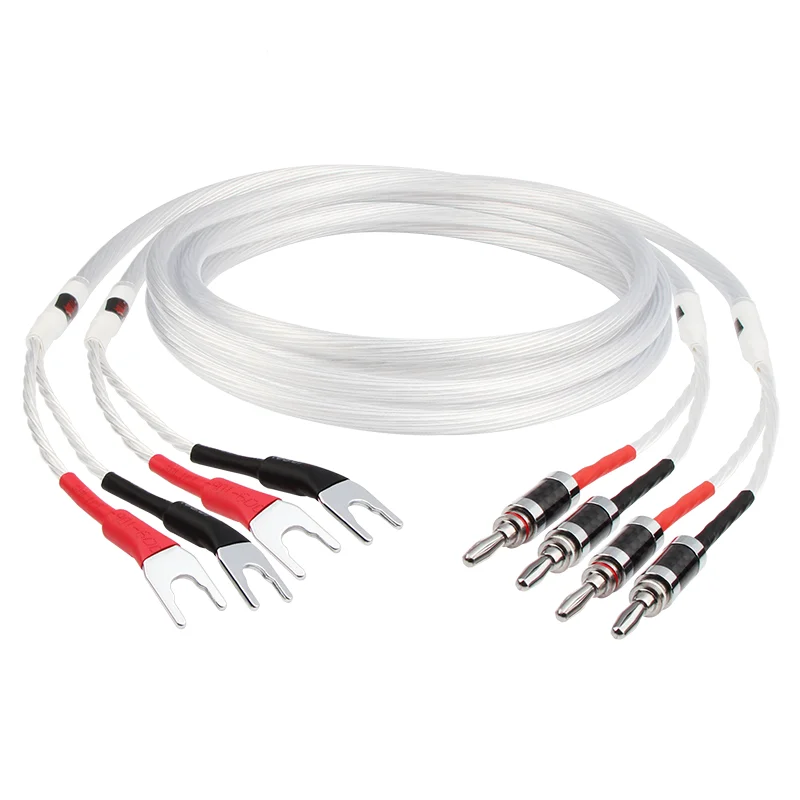 1 пара усилителей мощности аудио 5N OCC аудиофил посеребренный кабель динамика с разъемом типа банан Y