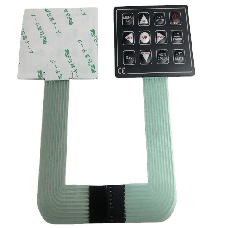 Customize Design 4x3 Matrix Keyboard Silkscreen Printing Graphic Overlay Tactile Polydome Membrane Switch Keypad With Adhesive