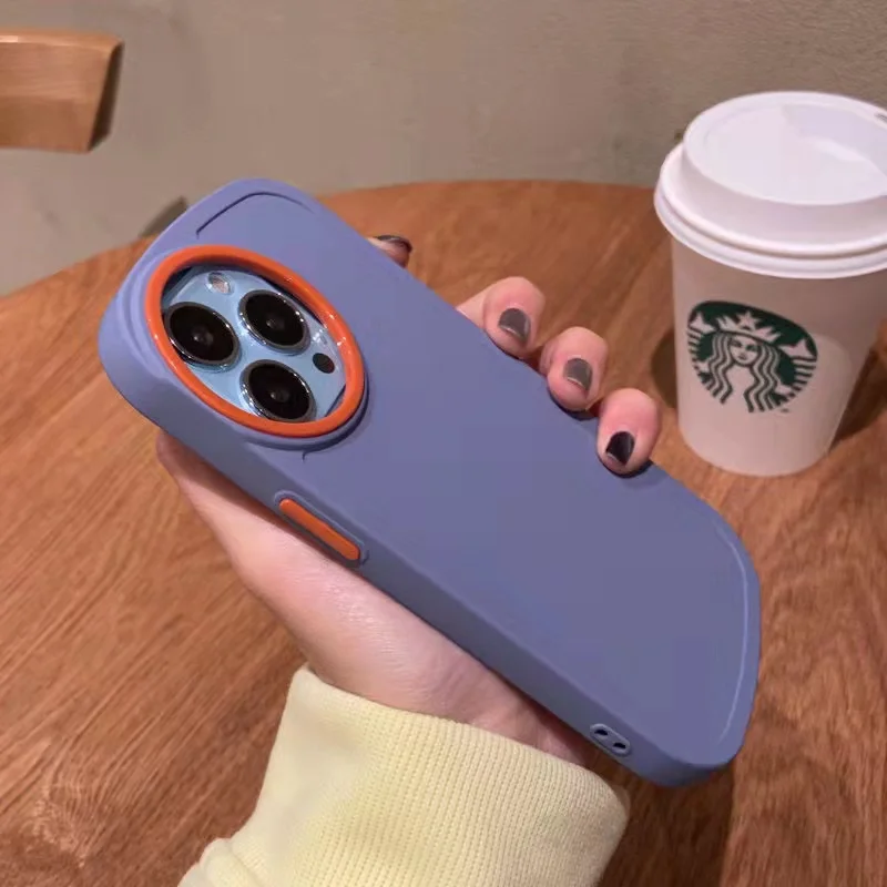 INS Cute Solid Color Round Camera Case Luxury for iPhone 15 Pro Max Phone Case for iPhone 14 13 12 11 Pro Max Phone Back Cover