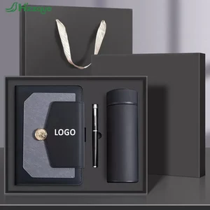 Custom Company Business A5 Leather Notebook Gift Set Hardcover Lined Journal Gift Box Set With Notebook Pen Bottle