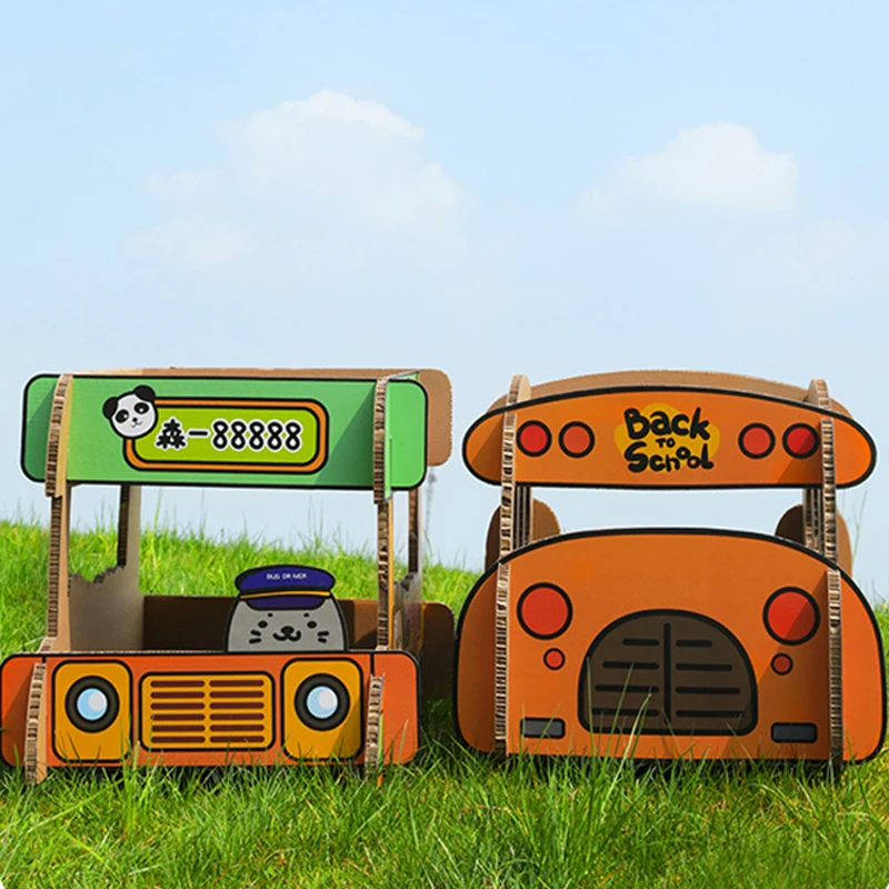 Double Decker Bus Cat Scratching Cardboard Bed House Cat Scratching Board Corrugated Paper Environmental protection