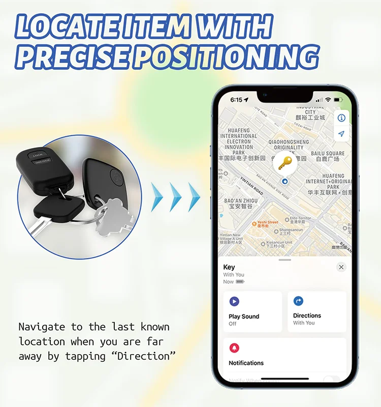 CE ROHS Certified Plastic Find My Smart Key Finder Locator Wallet Luggage Tracking Mini Tracker App Remote Control for Keys Bags