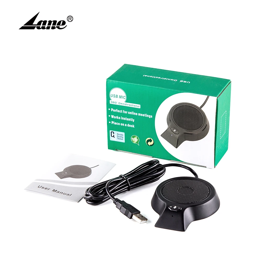 Lane M100 Pro Hot Selling Window Intercom Wired Microphone USB Conference Microphone Computer Desktop Black ABS Singing Speaker