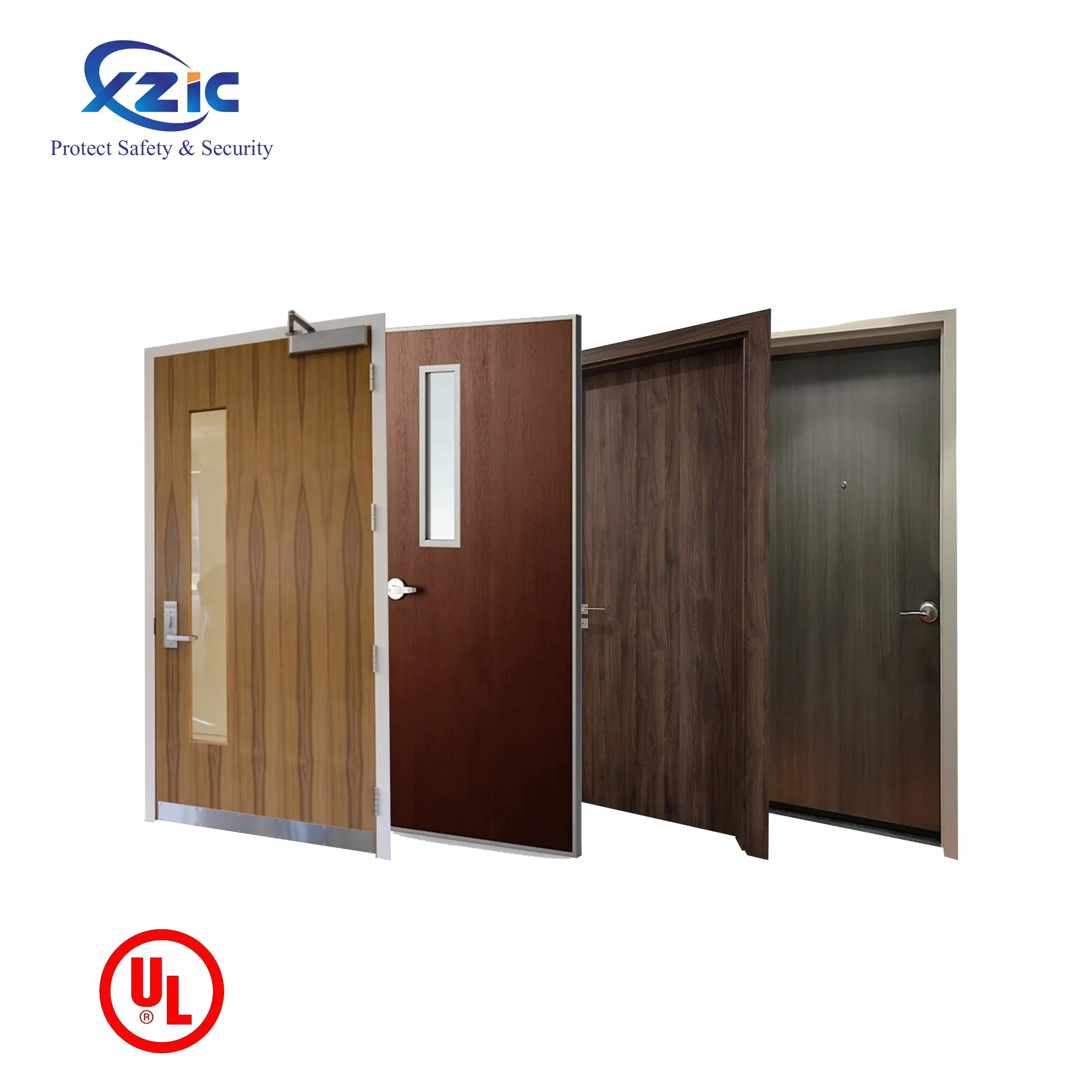 China top manufacturer made to measure fire door walnut veneer internal wooden fire doors 60 min wood hotel door