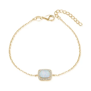 14K Gold Plated Natural Crystal Stone Bracelet Classic Elegant Opal Bracelet