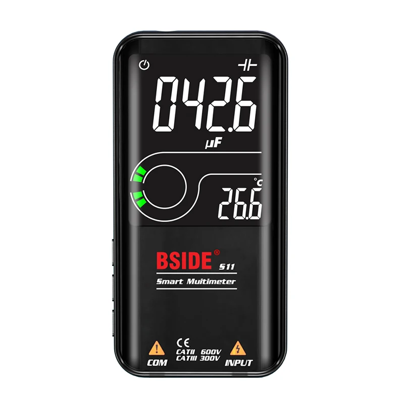 BSIDE S11 Intelligent 9999 Counts Digital Multimeter - Rechargeable, AC/DC, Capacitance, Color LCD
