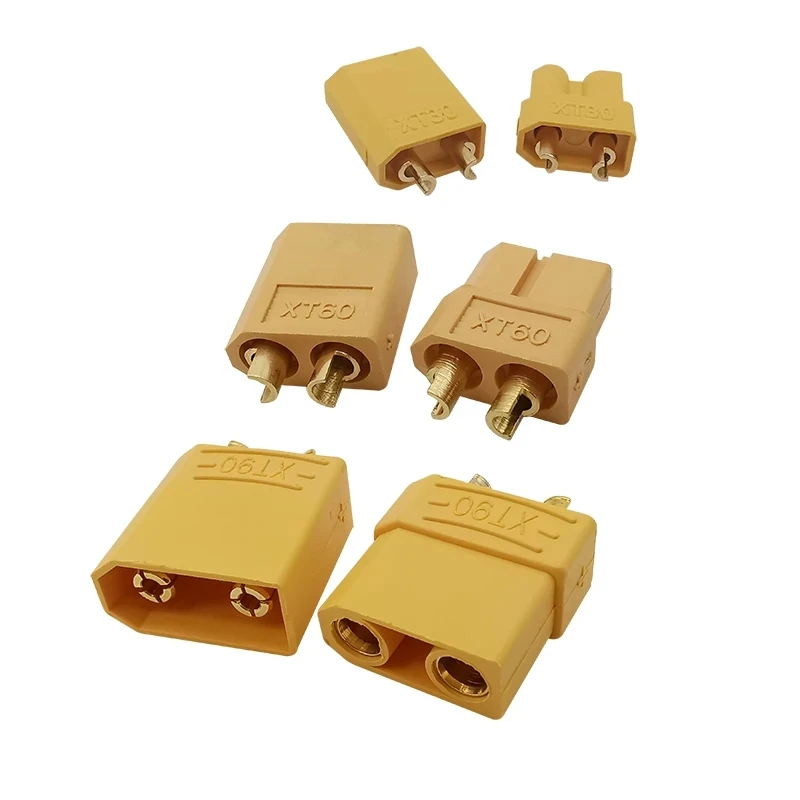 Amass XT60 & XT90 High-Current Connectors - Gold-Plated For Lipo RC Batteries, 60A/90A