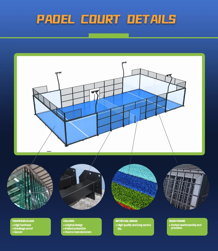 Factory Direct Sales Indoor Padel Tennis Courts Best Selling Wholesale Panoramic Paddle Court supplier