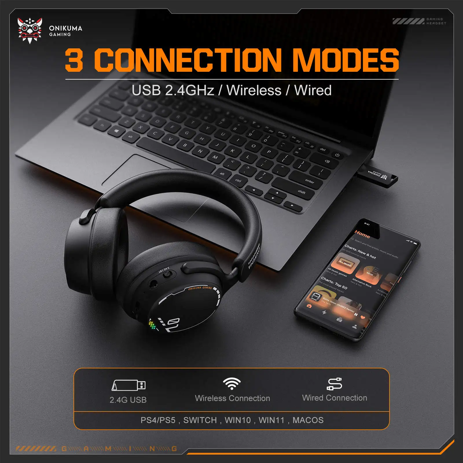 Auriculares Inalámbricos Gamer 2.4ghz ONIKUMA GT886 2 Hc9342b14e3f74e508a8ed7e893ae7222o