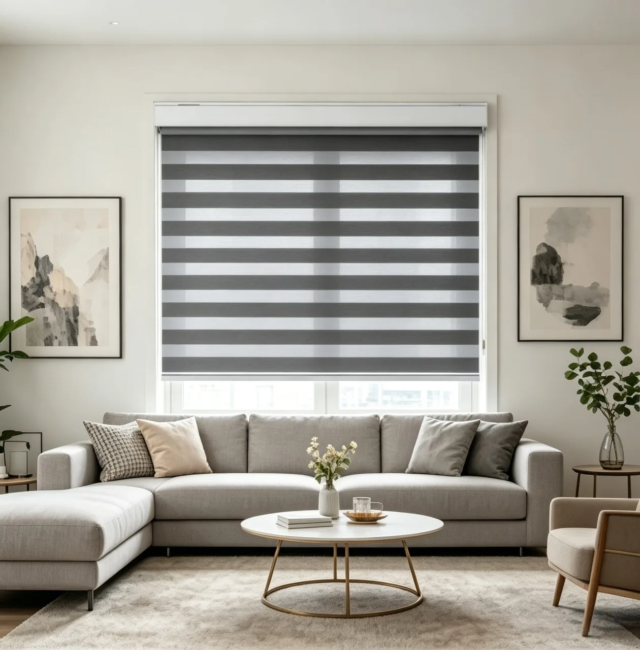 Hot Sale Zebra Roller Blinds Double Layer Day Night Blackout Window Shades for Home Office Hotel