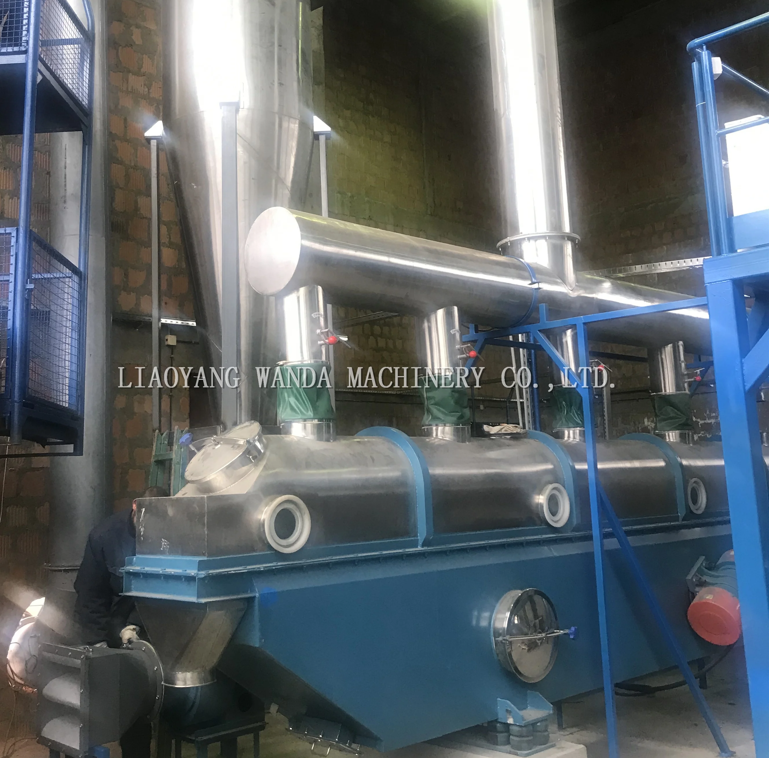 PLC-Controlled PVC Resin and Polyester Drying SUS316L Material Horizontal Continuous Fluidized Bed Dryer