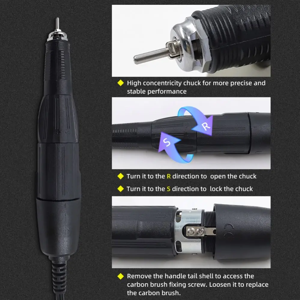 Micromoteur Polisseur Électrique N3 0-35000 RPM – Puissant 65W Avec Pédale Et Pièce à Main 35K Pour Onglerie, Bijouterie & Dentaire