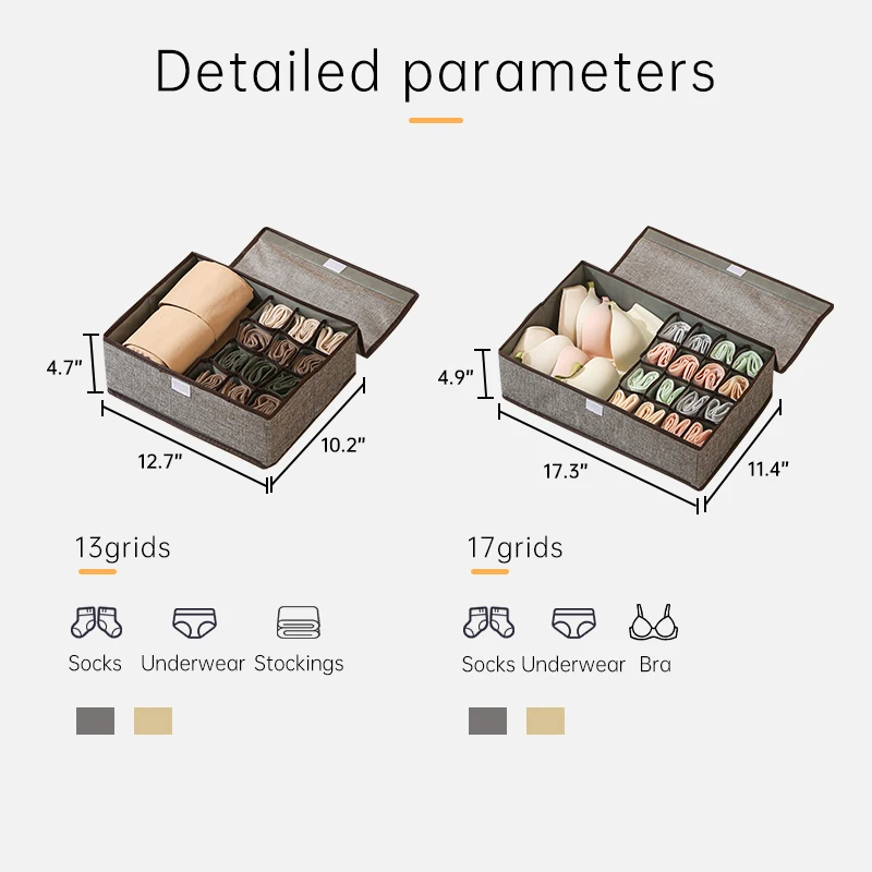 Home Drawer Divider Storage Box Foldable Closet Storage Organizer Basket Fabric Organization Bins for Clothes