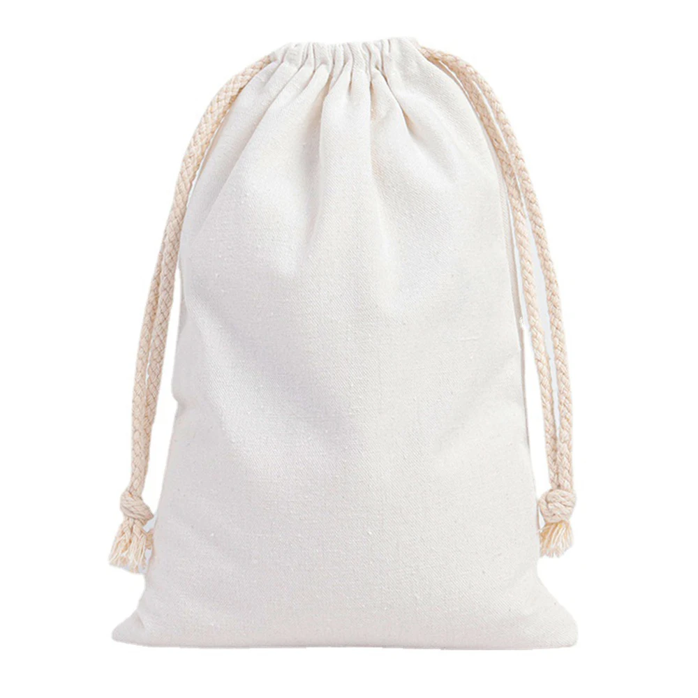 Recycled Cotton Canvas Fabric Bag Small Drawstring Bag Dustproof