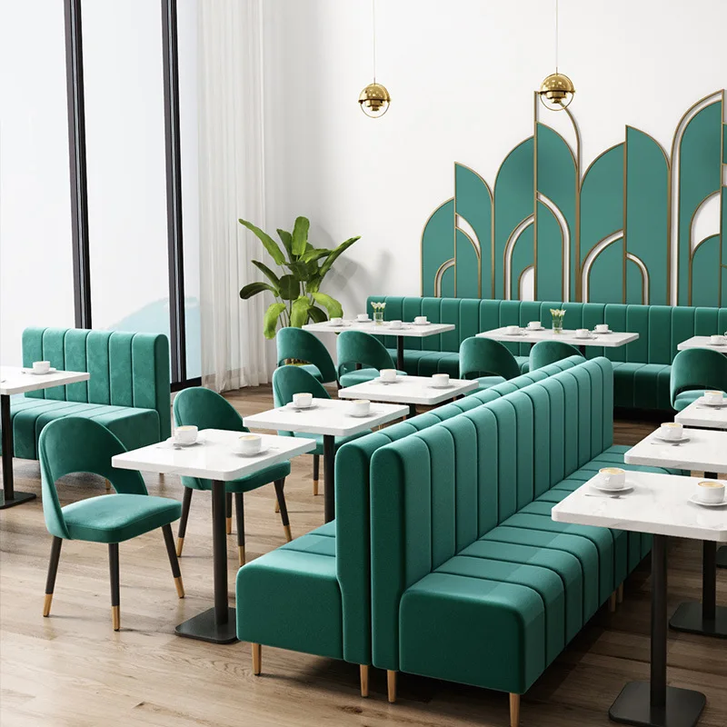 Hot Sale Modern Solid Wood Commercial Furniture Use Coffee Shop Sofa Booth Seating Fast Food Dining Restaurant Table School
