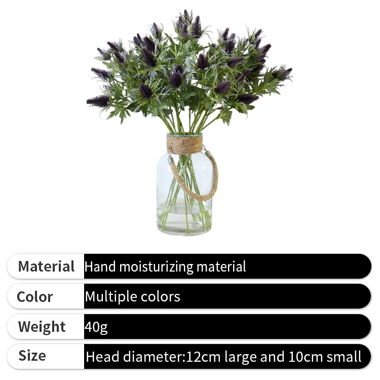 Bulk Order Artificial Thistle 3 Heads Plastic Decoration Creative Flowers Bouquet for Wedding