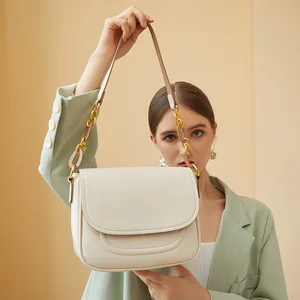 Hot Sell  PU Faux Leather White Beige Women Shoulder Handbag Purse Fashion Ladies Bag