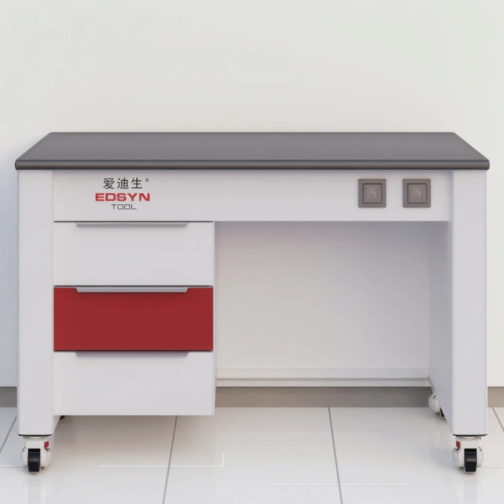 Basic Laboratory Bench Modern Industrial Design Ceramic Tabletop Epoxy Resin Coated Durable Workbench with Metal Panel