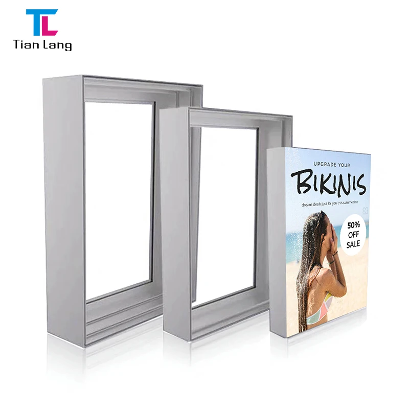 Viens pusės audinių šviesinys su aliuminio profilio seg silikono kraštu vaizdams reklaminiam ženklei