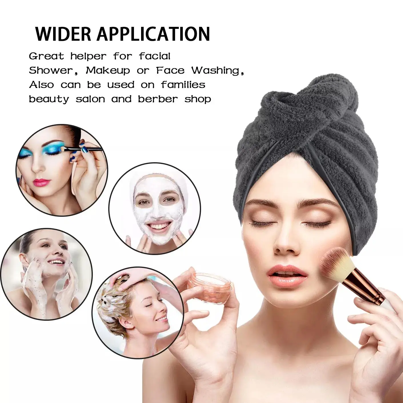 Qiafeiye icrofiber Hair Drying Towel Cap Super Absorbent Quick Dry agic Hair Turban Wrap for
