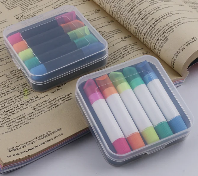 Mini 5 Colors Wax Gel Solid Highlighter Pen Set Gel Fluorescent