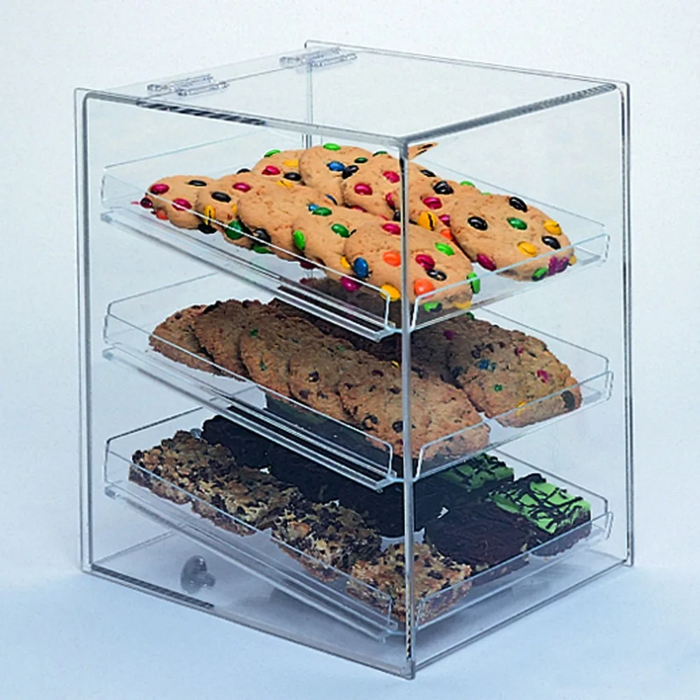 Custom Clear Acrylic Pastry Display Case With 3 Trays Buy Custom