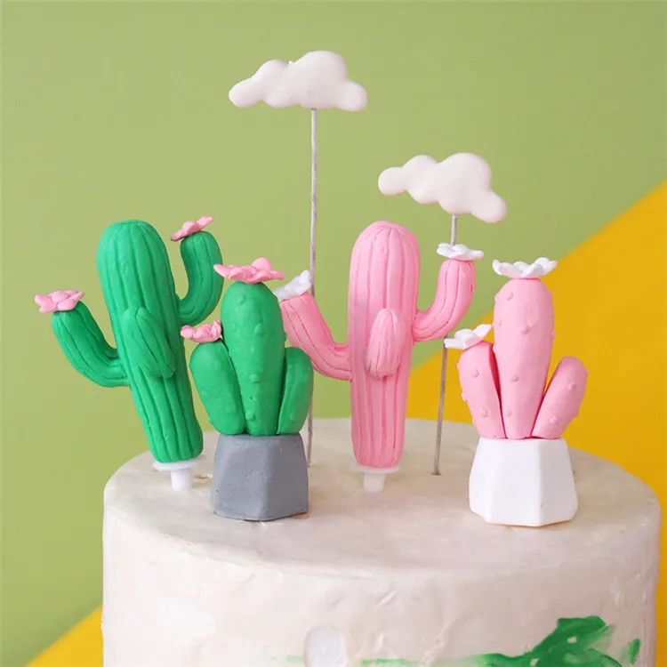 Garniture De Gateau En Argile Polymere Motif Cactus 3d Vintage Fournitures De Decoration Pour Fete D Anniversaire Ornement De Gateau Mignon Avec Plante Vente En Gros Buy Gros Plantes Theme Polymer Clay Gateau Topper Joyeux Anniversaire Decoration