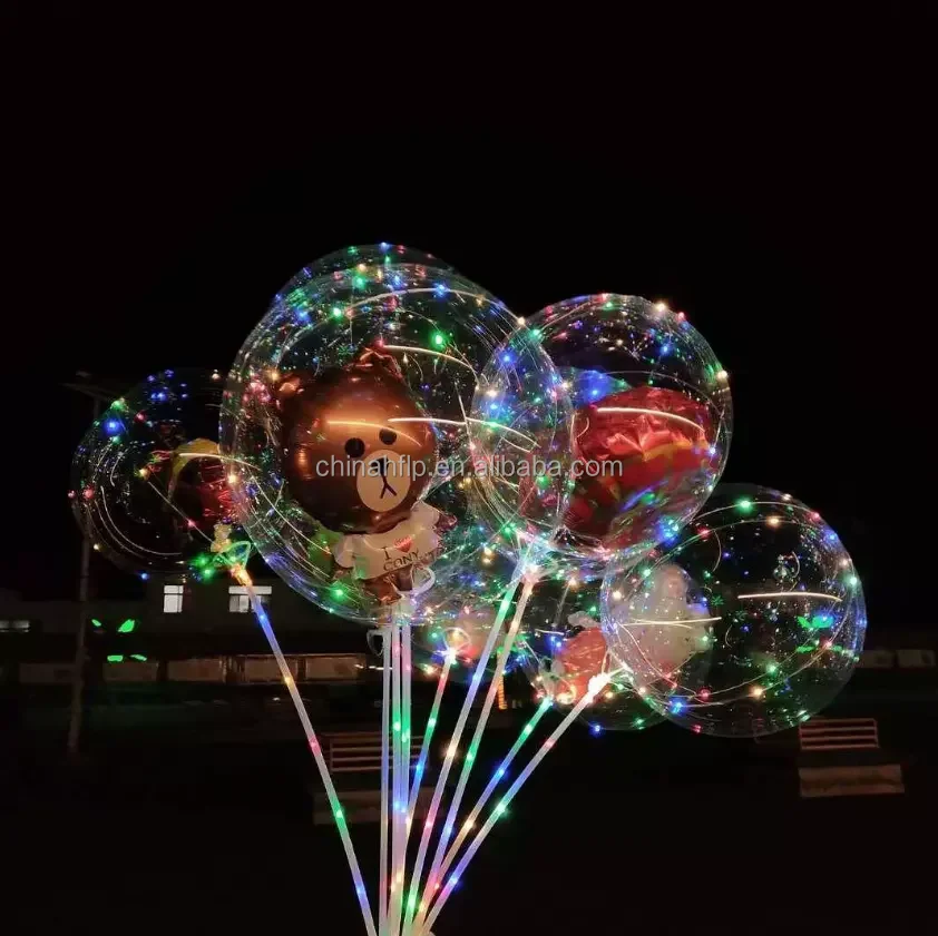 Transparent Led Light Up Strobe Valentine Bobo Balloons For Christmas