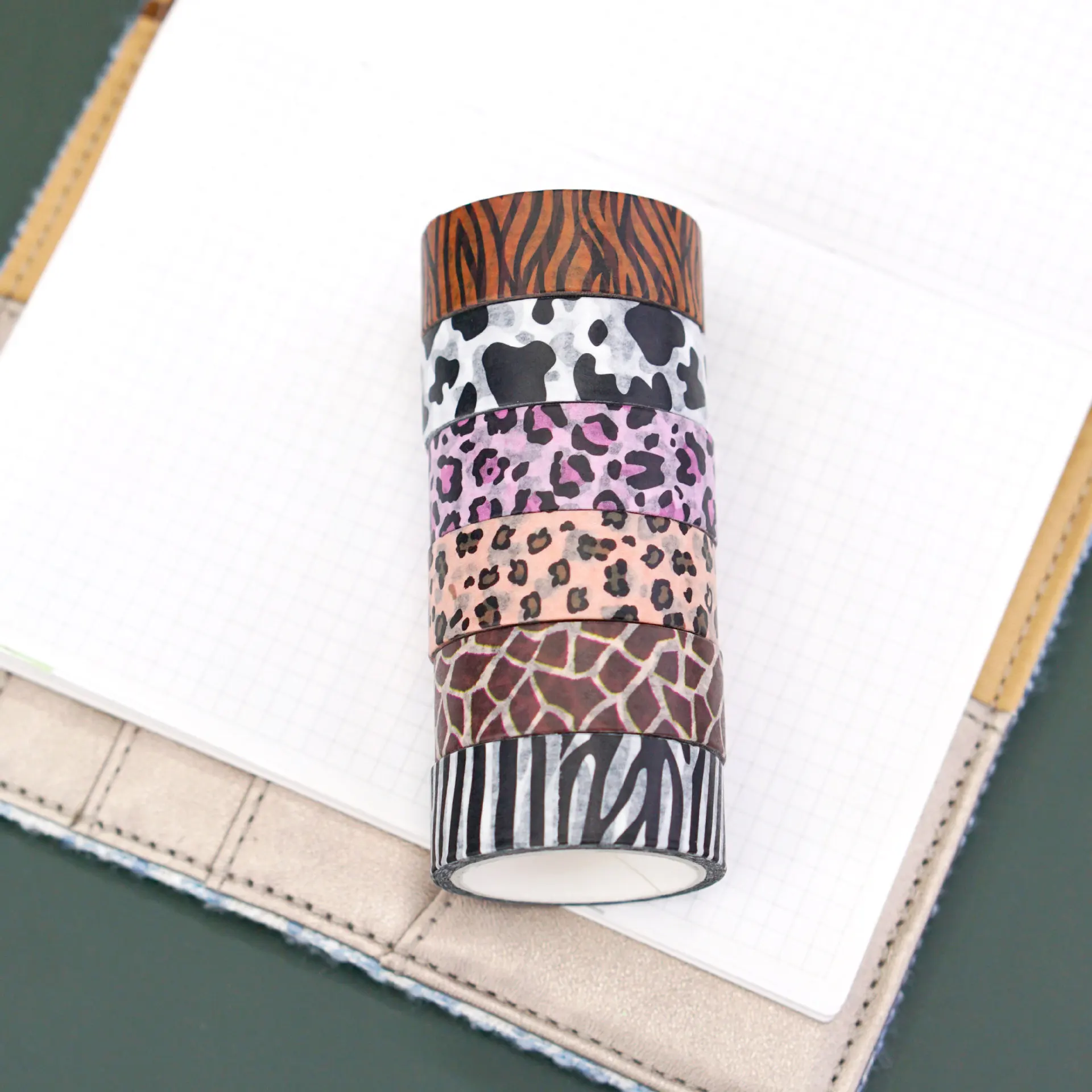 Journaling Supplies 4 Roll Animal Print Washi Tape Set - Leopard