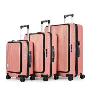 Wholesale 4-Piece Large Capacity PC and Aluminum Trolley Luggage Set Easy Mobility Business Travel with Spinner Caster