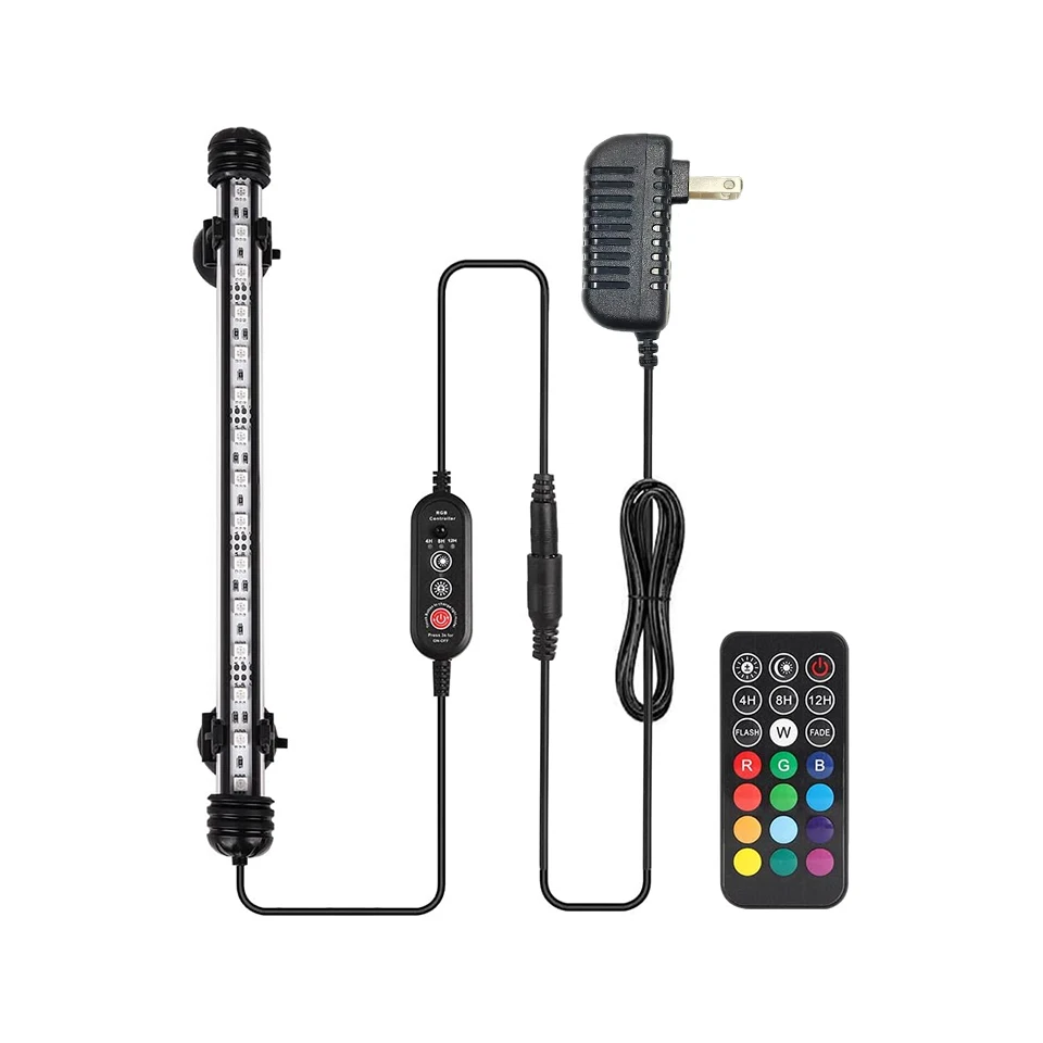 LED Aquarium Light RGB Submersible Fish Tank Lights Color Changing IP68 Waterproof Remote Control Background Wall Decor Driver
